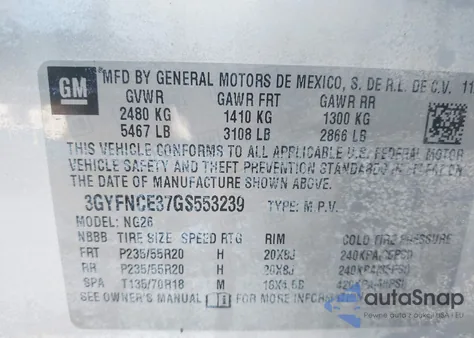 2016 Cadillac Srx Performance Collection from USA, damaged, VIN 3GYFNCE37GS553239